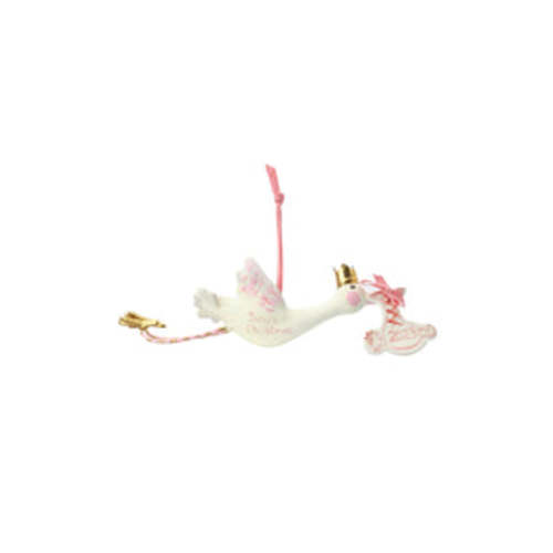 Baby's First Christmas Stork ornament - pink | Tricia Lowenfield Design | Over The Moon