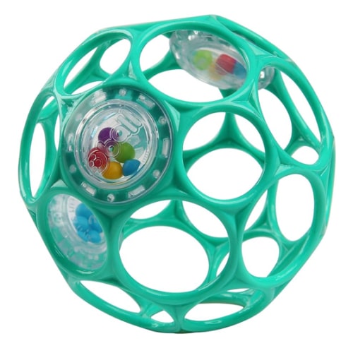 Bright Starts Oball Easy-Grasp Rattle BPA-Free Infant Toy in Teal, Age Newborn and up, 4 Inches