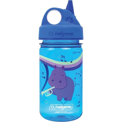 Nalgene Kids Sustain Grip-N-Gulp Water Bottles Made with Material Derived from 50% Plastic Waste, Leak Proof Sippy Cup, Durable, BPA and BPS Free, Dishwasher Safe, Reusable, 12 Ounces, Orange Volcano