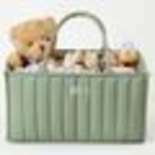 Yx Cotton Diaper Caddy Organizer , Portable Nursery Baby Basket, Newborn Diaper Caddy for Car -Green, Size:10*6.2*2.9