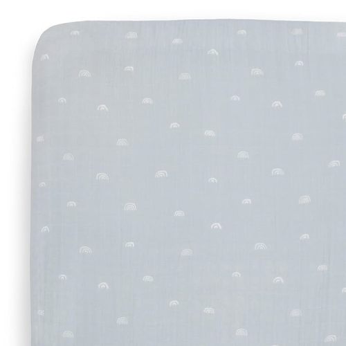 Little Unicorn Cotton Muslin Fitted Crib Sheet | Super Soft | Sized for Standard Baby Crib Mattress & Toddler Bed | 52" x 28" x 6" | Unisex - Blue Rainbow