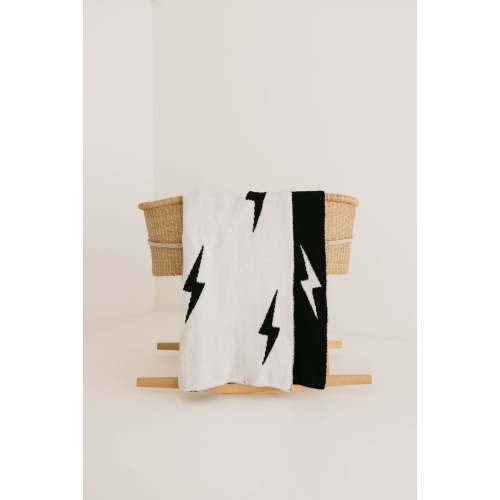 Plush Blanket | Black & White Lightning Bolt