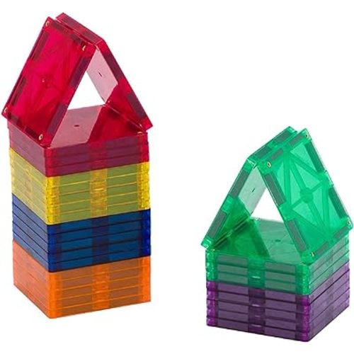 Playmags Magnetic Tiles, 30-Piece Magnet Squares Expansion Set, Construction Building Blocks, Starter Set for Kids Ages 3+