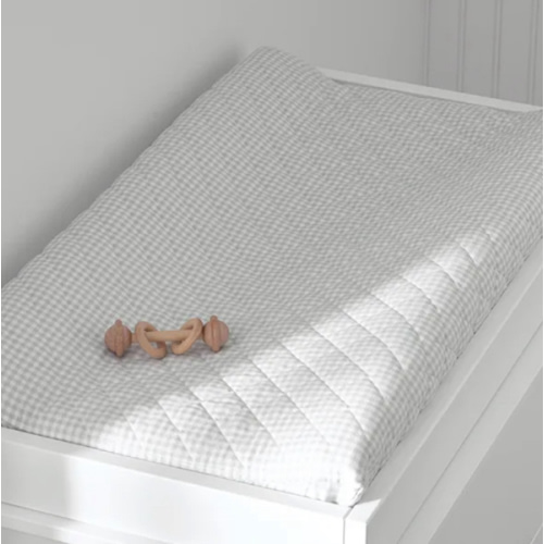 Ditsy Gingham Classic Cool Organic Cotton Percale Quilted Changing Pad Cover
