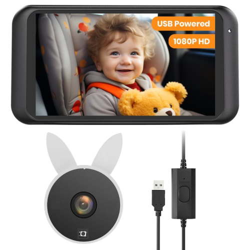 USB Baby Car Camera 1080P 4.5" Plug-and-Play Monitor 360° Rotating Rear-Facing Backseat Baby Camera Clear Picture & Easy Setup