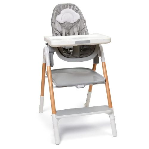Skip Hop Baby High Chair 2-in 1 Convertible High Chair, Sit-to-Step, Grey/White