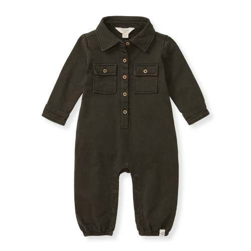 Button Down Organic Cotton Jumpsuit - Shadow – Burt's Bees Baby
