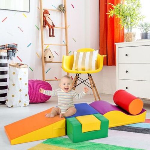 Soft Climbing Toys for Toddlers, 6 in 1 Colorful Indoor Climb and Crawl Activity Playset