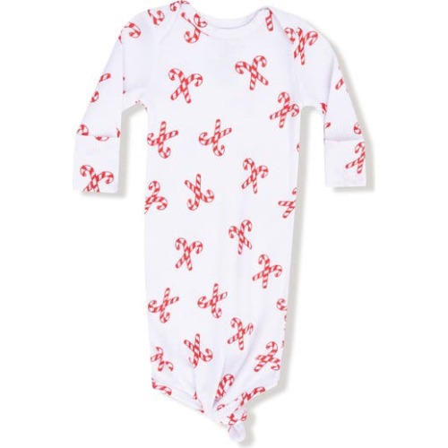 Candy Cane Print Knotted Gown, 0-3M