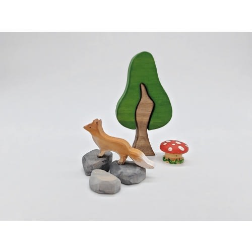 Woodland Fox & Rocks Set - Part of Mushroom Meadow Collection / Nature-Inspired Play Accessories / Montessori and Waldorf Inspired