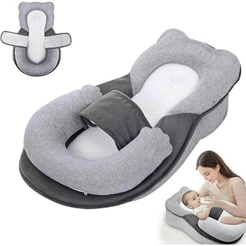 Baby Feeding Pillow Nursing Pillow for Newborns & Infants Perfect for Breastfeeding & Bottle Feeding (Gray, 60cm*40cm*17cm)
