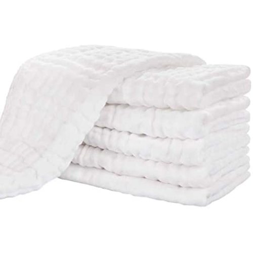 Muslin Burp Cloths 100% Cotton Large 10''X16'' 6 Layers Thicken Extra Soft and Absorbent by YOOFOSS