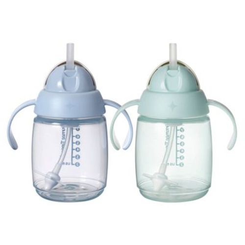 Tommee Tippee 8oz Weighted Starter Straw Sippy Cup - Blue & Green - 2pk