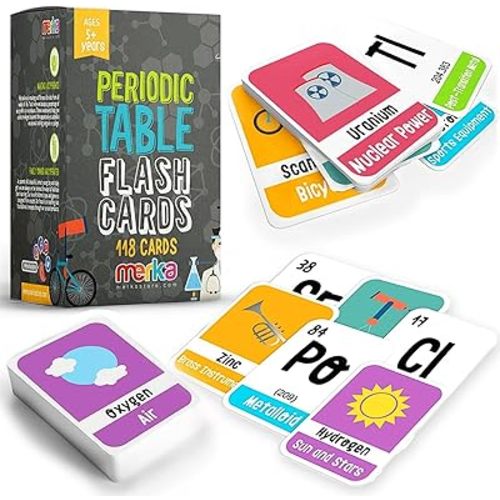 merka 118 Pack Periodic Table Flashcards, Educational Flash Cards for Kids, Learn Elements, Science and Chemistry, Homeschool Supplies, Create Engaging Games for Summer Vacation