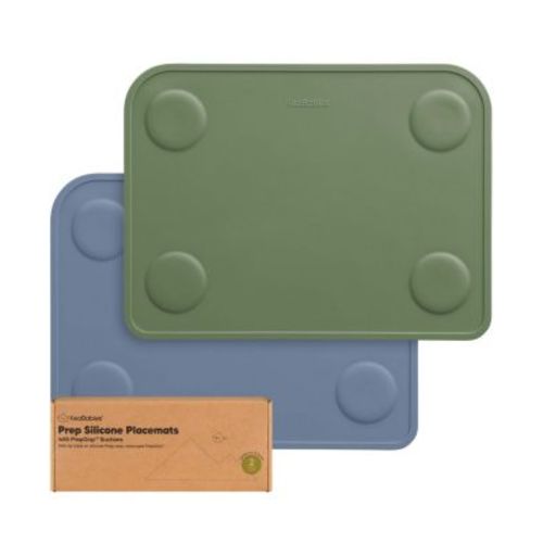 2-Pack Prep Silicone Placemats for Toddlers, Kids, Non Slip Suction Dining Table Baby Placemat, Easy to Clean