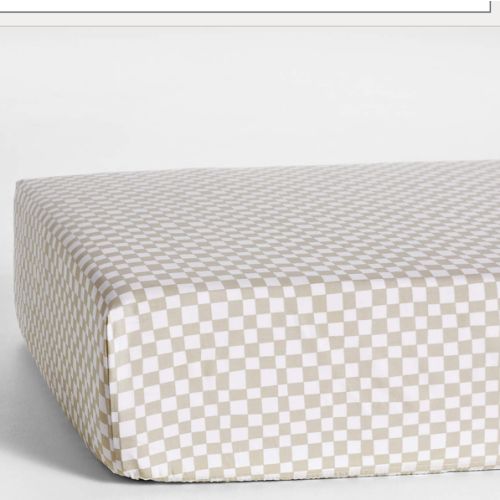 Venice Natural Taupe Organic Cotton Baby Crib Fitted Sheet by Leanne Ford