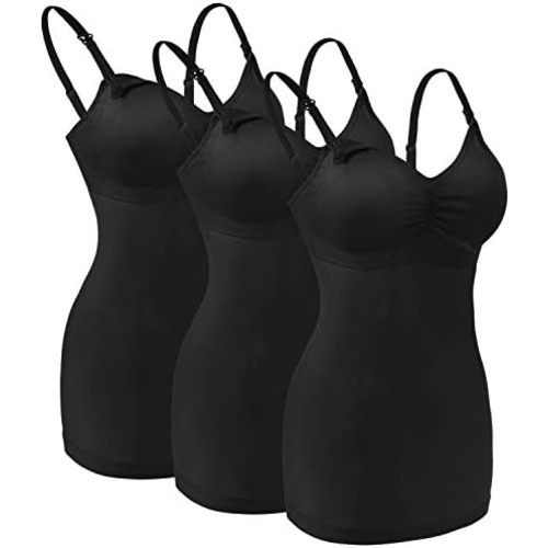 Angelhood Maternity Nursing Tank Tops for Breastfeeding,Womens Nursing Maternity Cami Built in Bra Sleep Bra