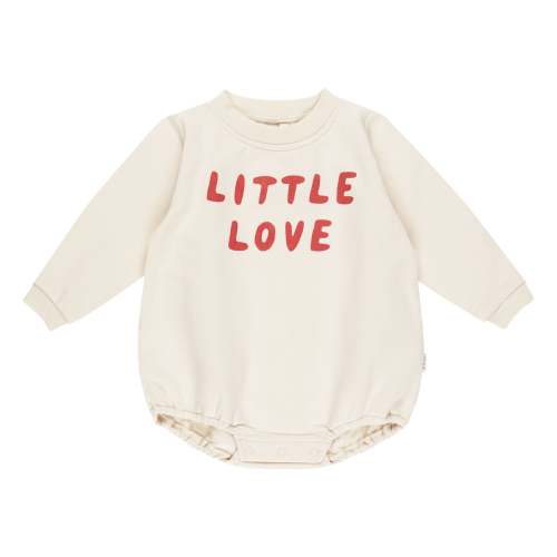 3-6 M Crewneck Bubble Romper - Little Love - Natural | The Baby Cubby