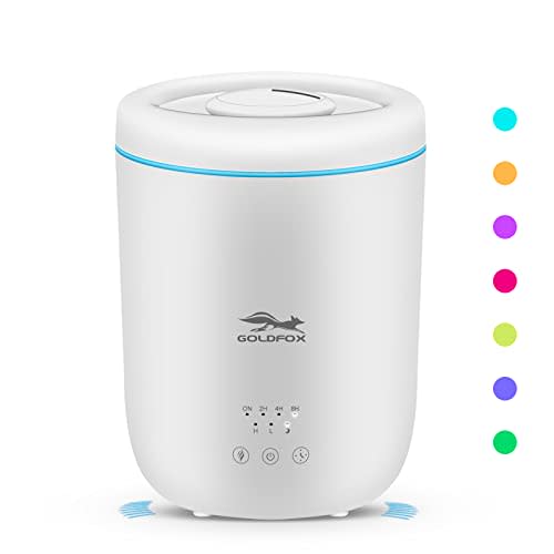 Small Humidifier for Plants indoor, 2.2LTop Fill Cool Mist Humidifiers for Bedroom, 28dB Quiet Ultrasonic Air Vaporizer with 360° Nozzle, Auto Shut-Off, Night Light