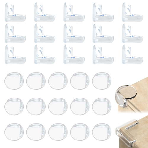 30 Corner Protectors for Baby, Clear Guard & Edge Safety Bumpers for Table Edges & Sharp Corners, Self-Adhesive for All Furniture, 2 Shapes