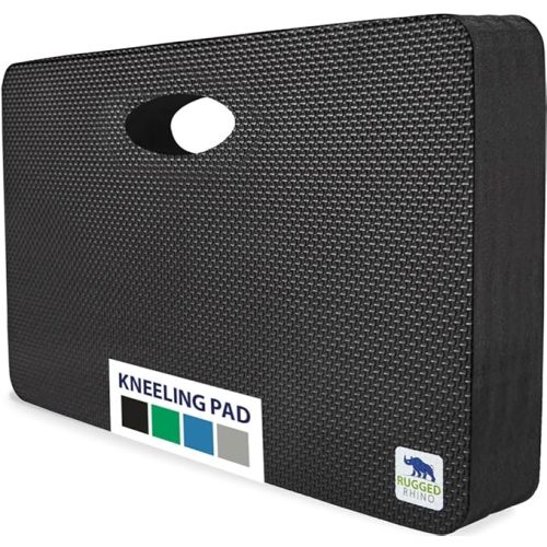 Rugged Rhino Soft Foam Patent Pending Kneeling Pad, Garden Knee Pads Resists Water, Thick Durable Shock Absorbent, Comfortable Strong Rebound, Gardening, Mechanic Tools, Bathing Baby, Onyx Black