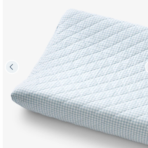BLUE Ditsy Gingham Classic Cool Organic Cotton Percale Quilted Changing Pad Cover