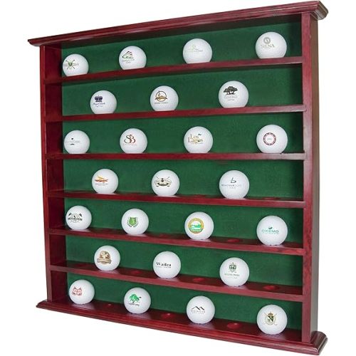 Mahogany Golf Ball Display Cabinet - Displays up to 49 Golf Balls