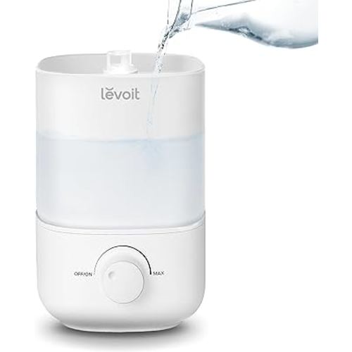 LEVOIT Top Fill Humidifiers for Bedroom, 2.5L Tank for Large Room, Easy to Fill & Clean, 26dB Quiet Cool Mist Air Humidifier for Home Baby Nursery & Plants, Auto Shut-off and BPA-Free for Safety, 25H