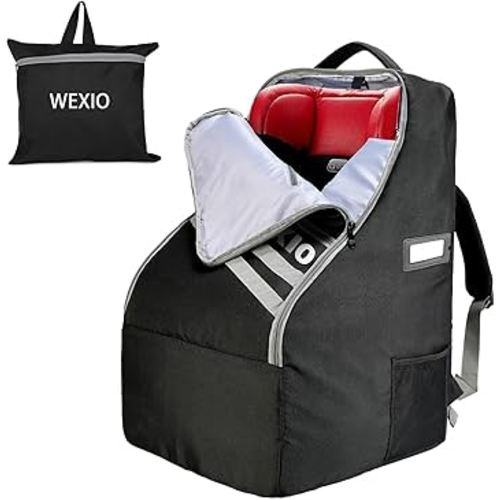 360°Thick Padded Car Seat Travel Bag for Airplane,Waterproof Car Seat Bags for Air Travel,Heavy Duty Carseat Backpack for Nuna Graco Diono Clek Cosco & Base 18.5"X18.5"X29"