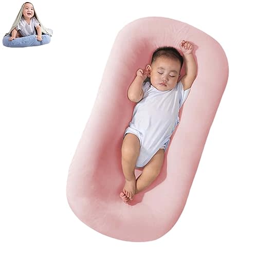 Baby Lounger Pillow Soft Organic Cotton Breathable Lounger for 0-18 Months, Newborn Lounger for Baby, Baby Lounger for Newborn (Pink, 0-8Months)