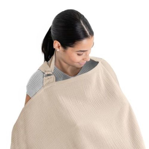 Muslin Nursing Cover For Baby Breastfeeding, Soft & Breathable Breastfeeding Cover For Mom By Comfy Cubs - Sand