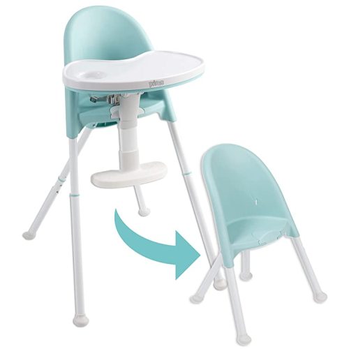 Primo Cozy Tot Deluxe Convertible Folding High Chair & Toddler Chair - Portable Foldable Baby Chair/Toddlers Highchair - Travel Friendly, Removable EZ Clean Tray, Teal/White, 22"x21"x33.5"