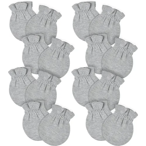 Gerber Baby 12-Pack No Scratch Mittens, Gray Heather, 0-3 Months (8-Pack)