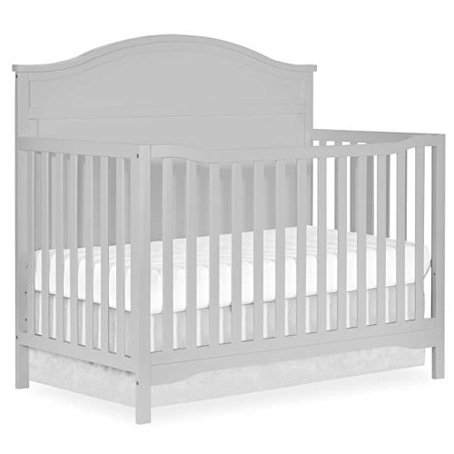 JPMA & Greenguard Gold Certified Grace 5 in 1 Convertible Crib Made with Sustainable New Zealand Pinewood in Pebble Grey, Non-Toxic Finish