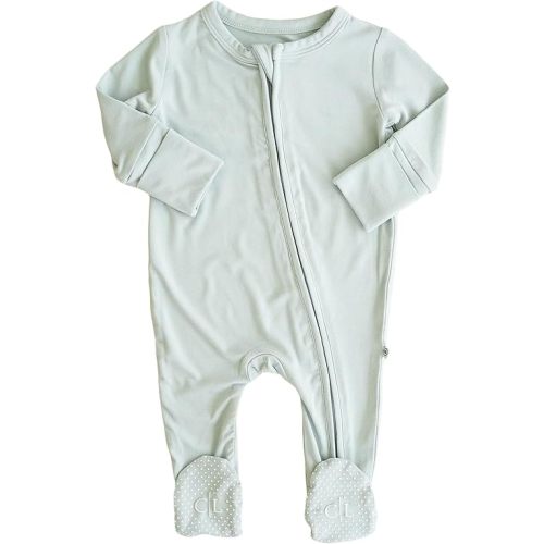 Caden Lane Zippered Baby Footie Pajamas, Soft Onesie Bodysuit with Feet & Double Zipper for Easy Diaper Change, Infant, and Toddler Footed One-Piece Jumpsuit, Lily Pad Green, 0-3 Months