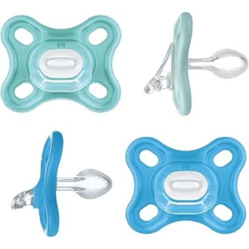 MAM Comfort Baby Pacifiers, Lightweight One-Piece Full Silicone Binky for Newborns 0-3 Months, BPA-Free Nipple, Easy to Clean Pacifier, Best for Breastfed Babies, with Sterilizer Case, 4 Count Binkies