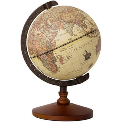BIBABLYKE Geographic Globe Antique World Globe with Wood Stand Full Earth Geography Map for Desktop Bookshelves Office Home Decor greenyellow plastic