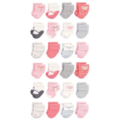 Hudson Baby Cotton Rich Baby Terry Socks 24-pack, Pink Unicorn, 0-3 Months