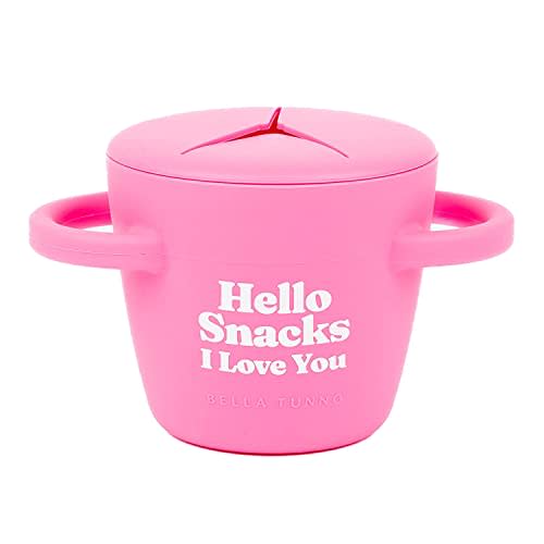 Bella Tunno Happy Snacker – Spill Proof Snack Cups for Toddlers and Babies, Snack Containers Made from Silicone BPA Free, Soft Opening & Removable Lid (Hello Snacks)