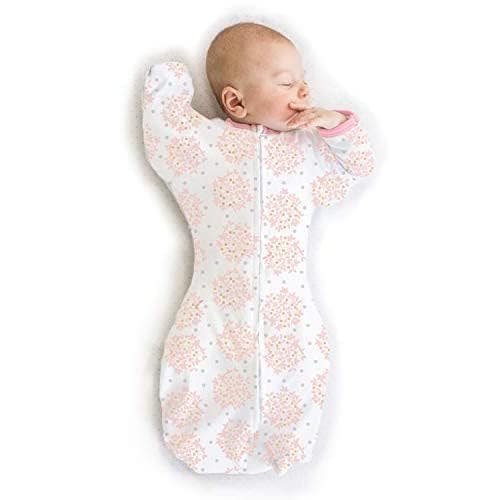 SwaddleDesigns Transitional Swaddle Sack with Arms Up Half-Length Sleeves and Mitten Cuffs, Large, 6-9 Months, 21-24 lbs, Heavenly Floral, Pink (Arms Up Swaddle, Transition Swaddle Sleep Sack)