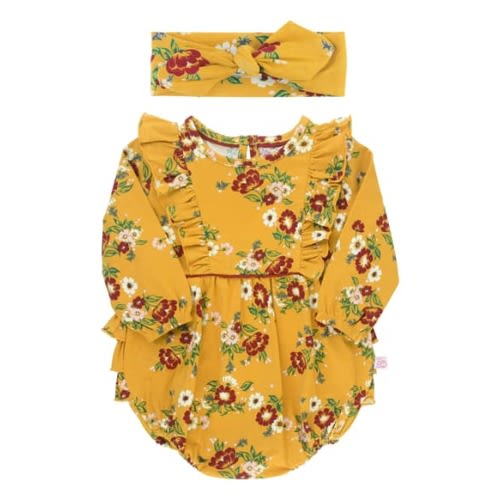Golden Gardenias Bubble Romper & Head Wrap Set