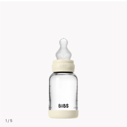 BIBS Baby Glass Bottle Set 4oz Silicone - Ivory | Smooth Feeding – Bibsworld store US