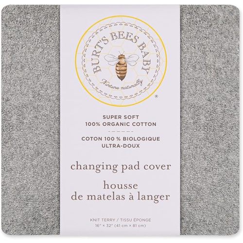 Burt's Bees Baby - Changing Pad Cover, 100% Organic Cotton Changing Pad Liner for Standard 16" x 32" Baby Changing Mats