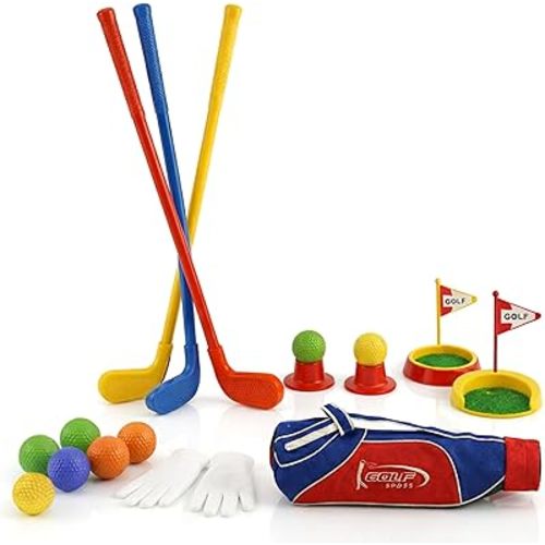 Atlasonix Toddler Golf Set - Toddler Golf Clubs | Kids Golf Clubs Includes Kid Golfer Bag, Gloves, 8 Balls and 3 Sticks - Sports and Outdoor Play Toys, Outdoor Toys, Kids Outdoor Play Equipment