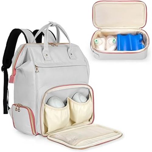Damero Wearable Breast Pump Backpack Bag with Cooler, Compatible with Willow, Elvie and Momcozy Breast Pump, with Laptop Sleeve for Working Moms, Patent Pending