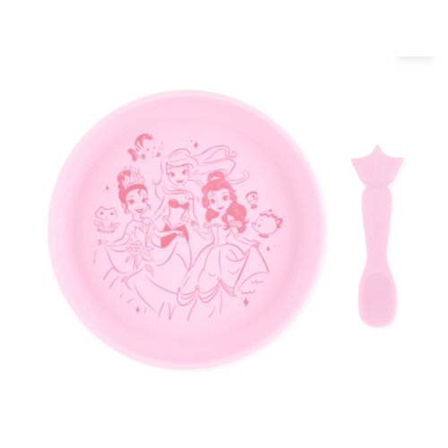 Bumkins Silicone Plate + Spoon Set for Infants, Disney Princess