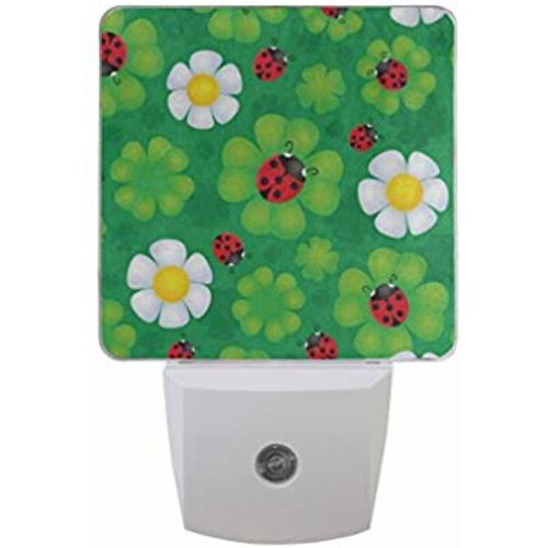 Mini Night Light Cute Ladybug On Luck Shamrock Clover St Children's Bedroom Cute Plug in Light Decoration Emergency Lamp for Kids Girls Boys Childrens Set of 2 - 3 x 4.5 x 2 Inch - picture 4
