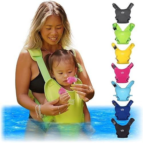 WaterLand Baby Carrier - Innovative Carrier You Can Use Both in Water & Land - Waterproof Infant Chest Holder with Adjustable Straps, Lightweight Toddler Harness for Pool & Beach (Keylime Green)