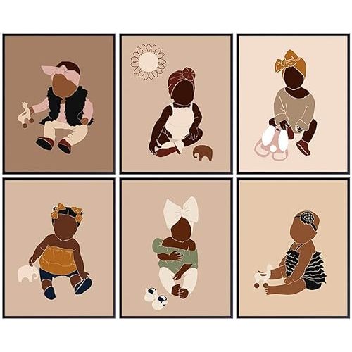 African American Baby Nursery Decor - Black Girls Room Decor - Little Girls Bedroom Wall Art - Toddler Girls Bedroom - Kids Wall Decor - Baby Girl Room Decor - Girls Room Decorations - Boho Baby Girl
