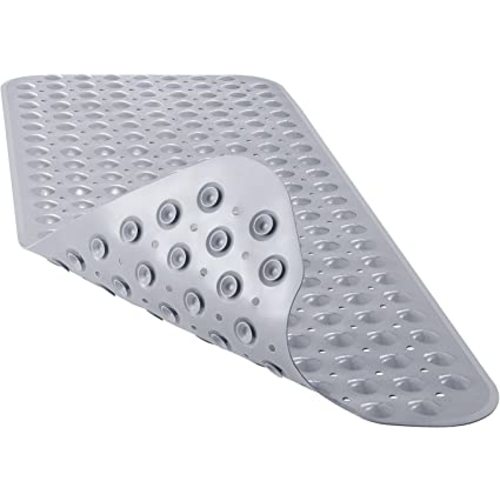 YINENN Bath Tub Shower Mat 40 x 16 Inch Non-Slip and Extra Large, Bathtub Mat with Suction Cups, Machine Washable Bathroom Mats with Drain Holes, Grey